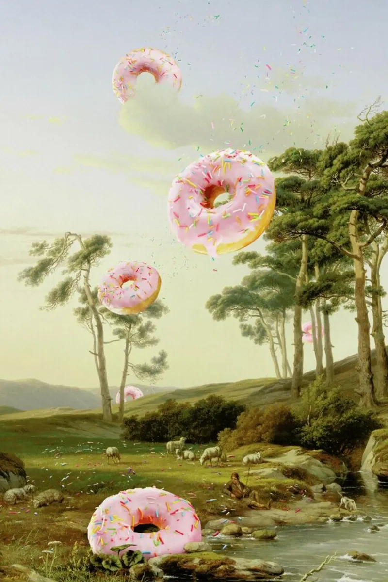 Cloudy With A Chance Of Donuts poster avec cadre en plastique de Jonas Loose