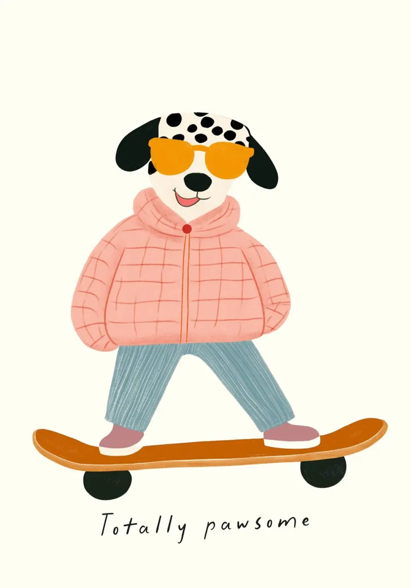 Totally Pawsome, Skateboarding per cani, asilo nido per ragazzi poster da Little Lola