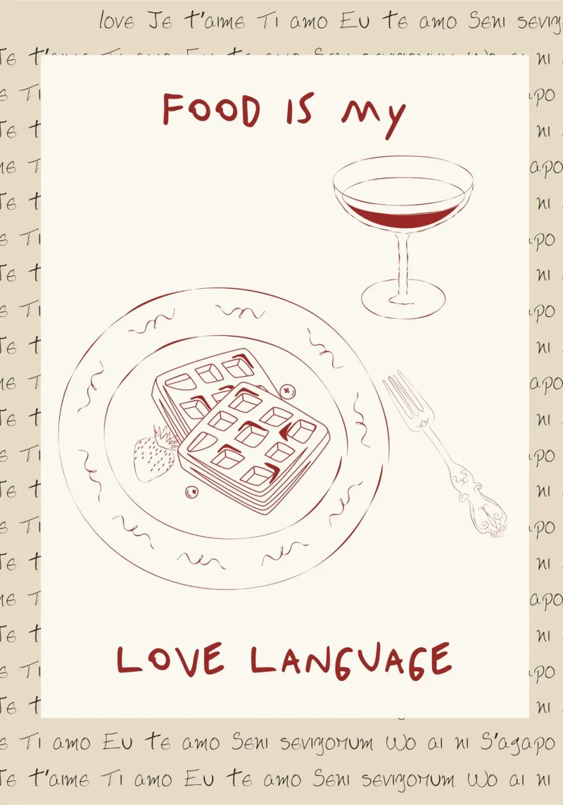 Food Is My Love Language acrylic glass by Retro Love