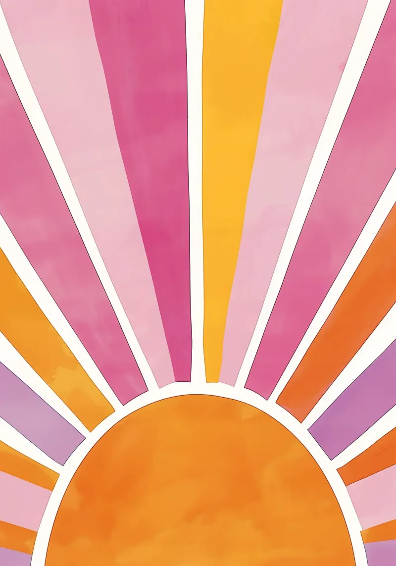 Stampa pastello con raggi di sole, poster colorato per cameretta poster con telaio in legno da Little Lola