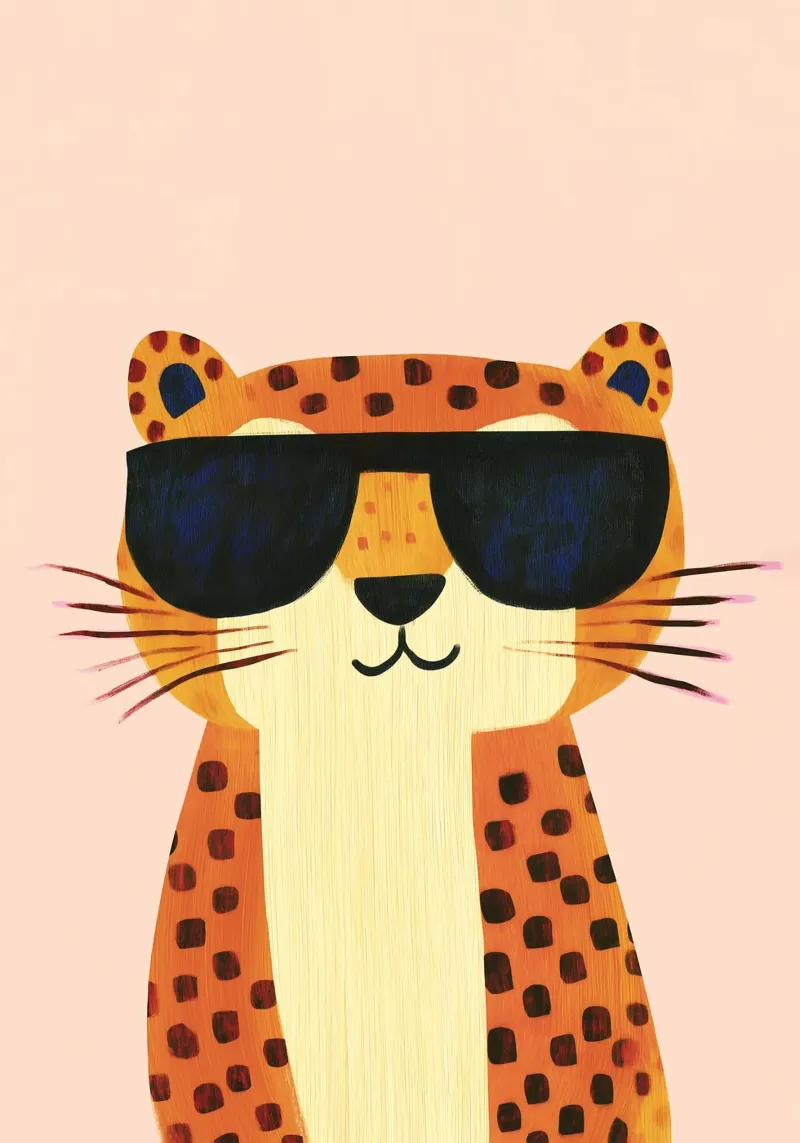 Coole Katze, Kinder Poster, Katze mit Sonnenbrille, Kinderzimmer Dekoration Hahnemühle von Little Lola