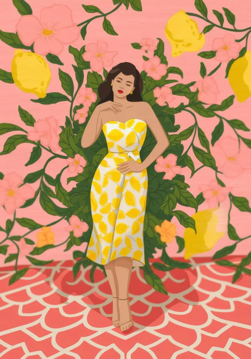 Robe jaune Jardin toile de Color Oblivion