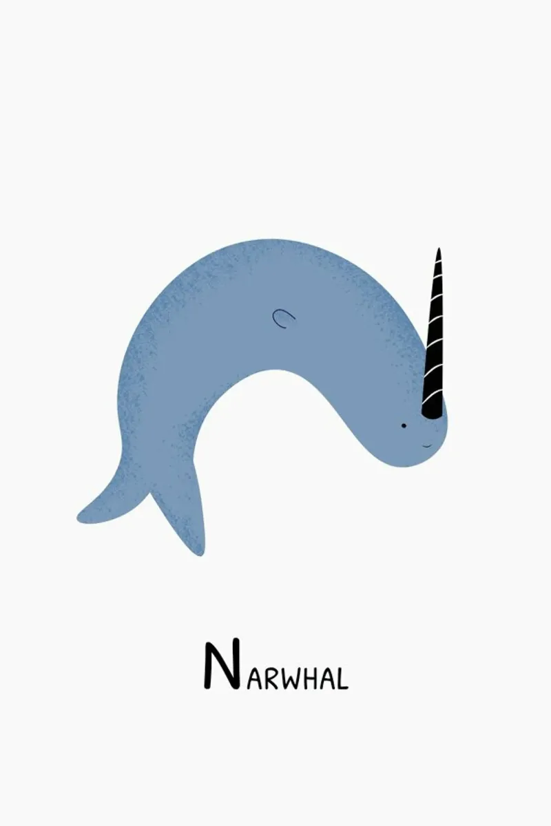 N for Narwhal pellicola backlit da Little Flourishes