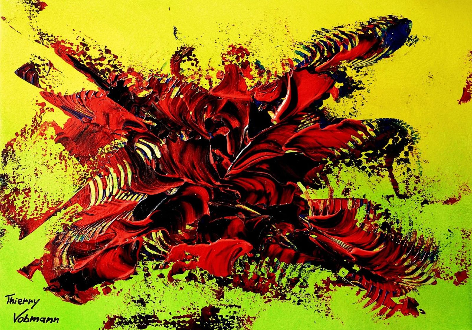 MESSAGE FROM THE HEART 4. canvas van Thierry Vobmann Abstract painting