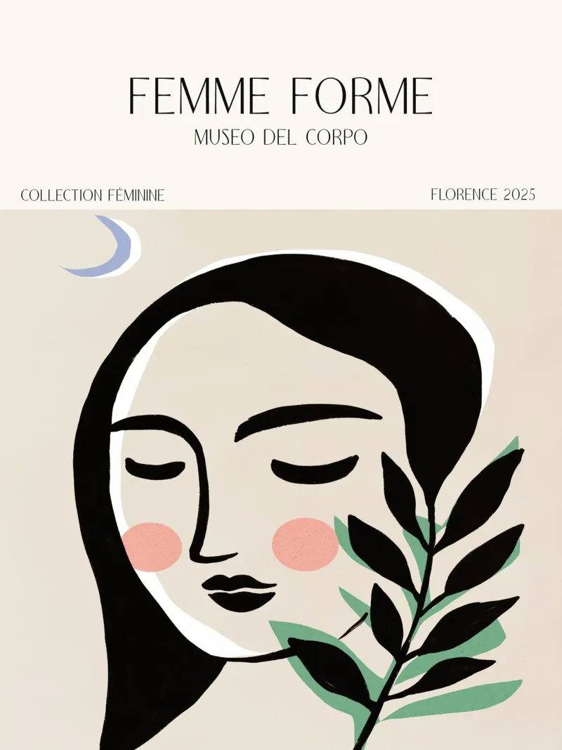 Femme Forme No 15 poster con telaio in legno da treechild