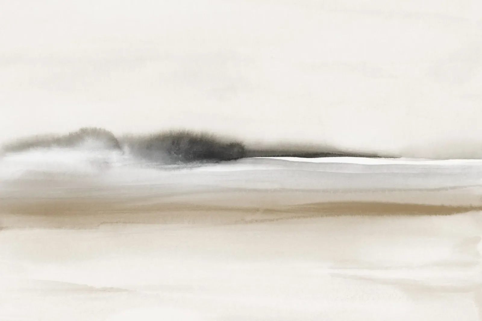 Beige and black watercolor foggy landscape acrylic glass by NouveauPrints
