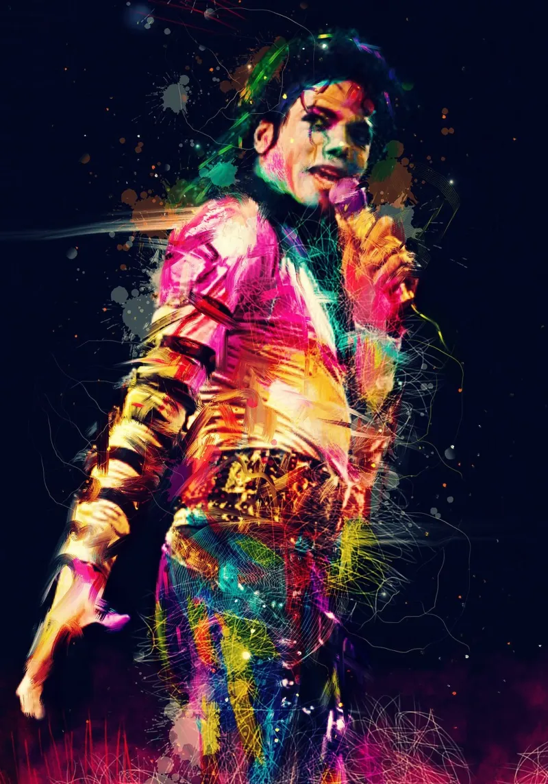 Michael Jackson, ritratto pop art colorato pellicola backlit da Hantamrata