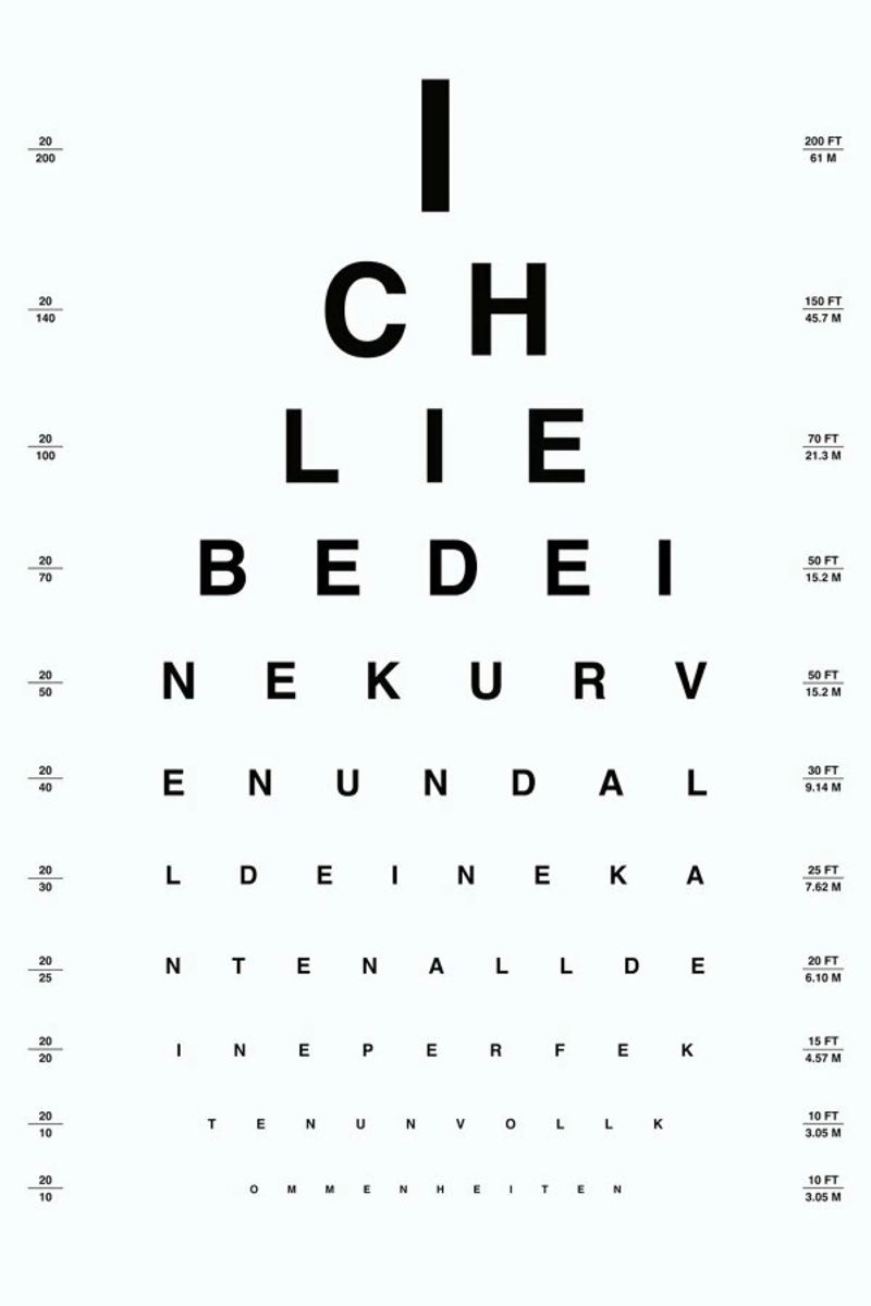 Eye Chart Ich Liebe Dich pellicola backlit da daylight design studio
