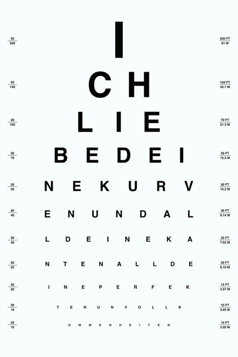 Eye Chart Ich Liebe Dich pellicola backlit da daylight design studio