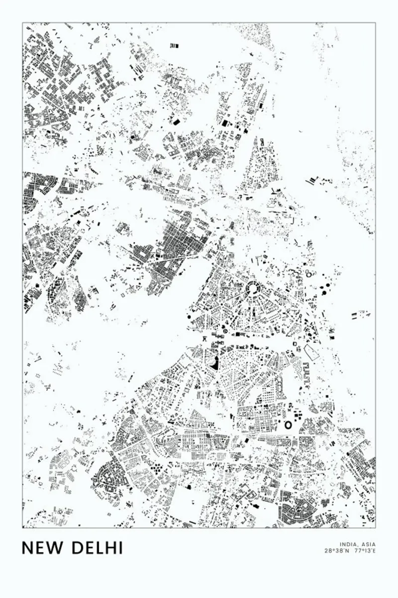 New Delhi pellicola backlit da The Cartography Collection