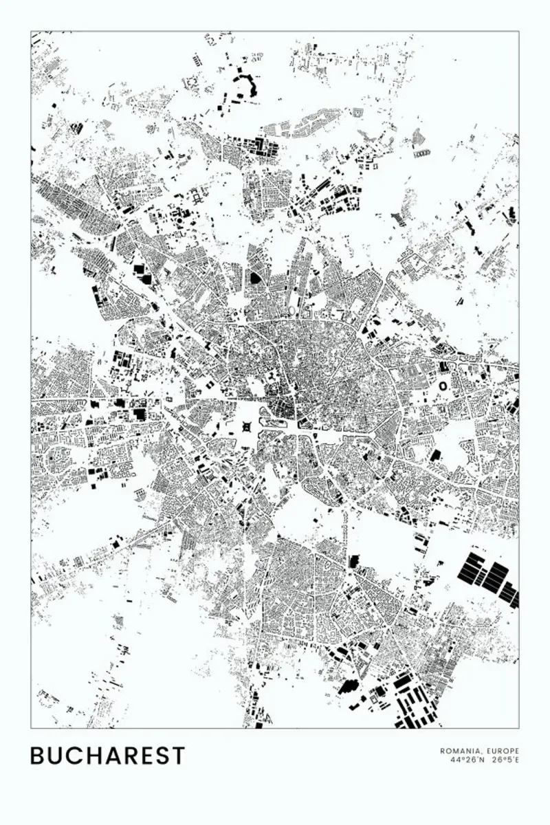 Bucharest pellicola backlit da The Cartography Collection