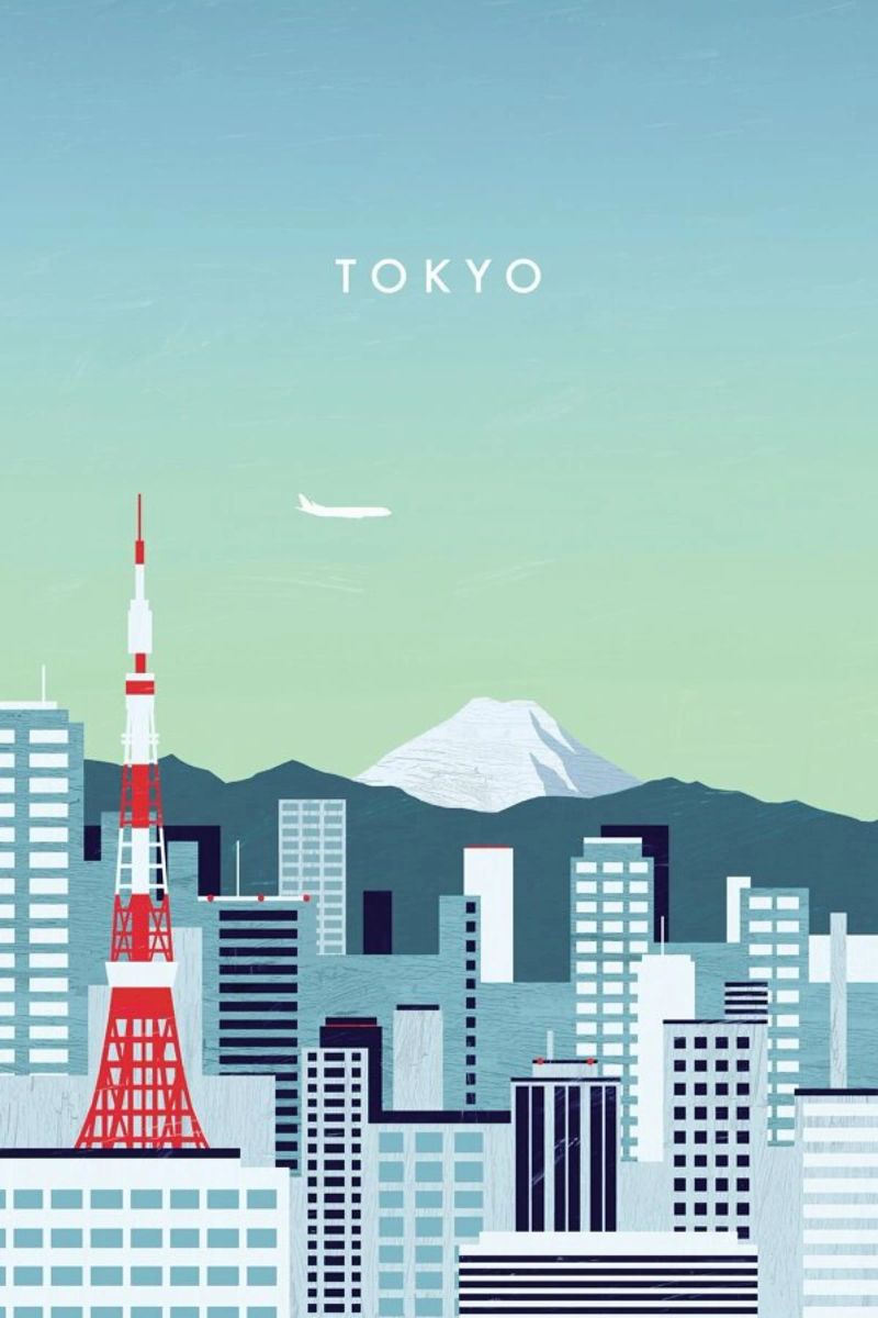 Tokyo Leinwand mit Schattenfugenrahmen von Katinka Reinke