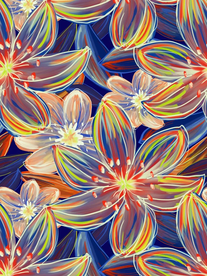 Fluo Bloom - Orange & Blue hahnemühle by designdn