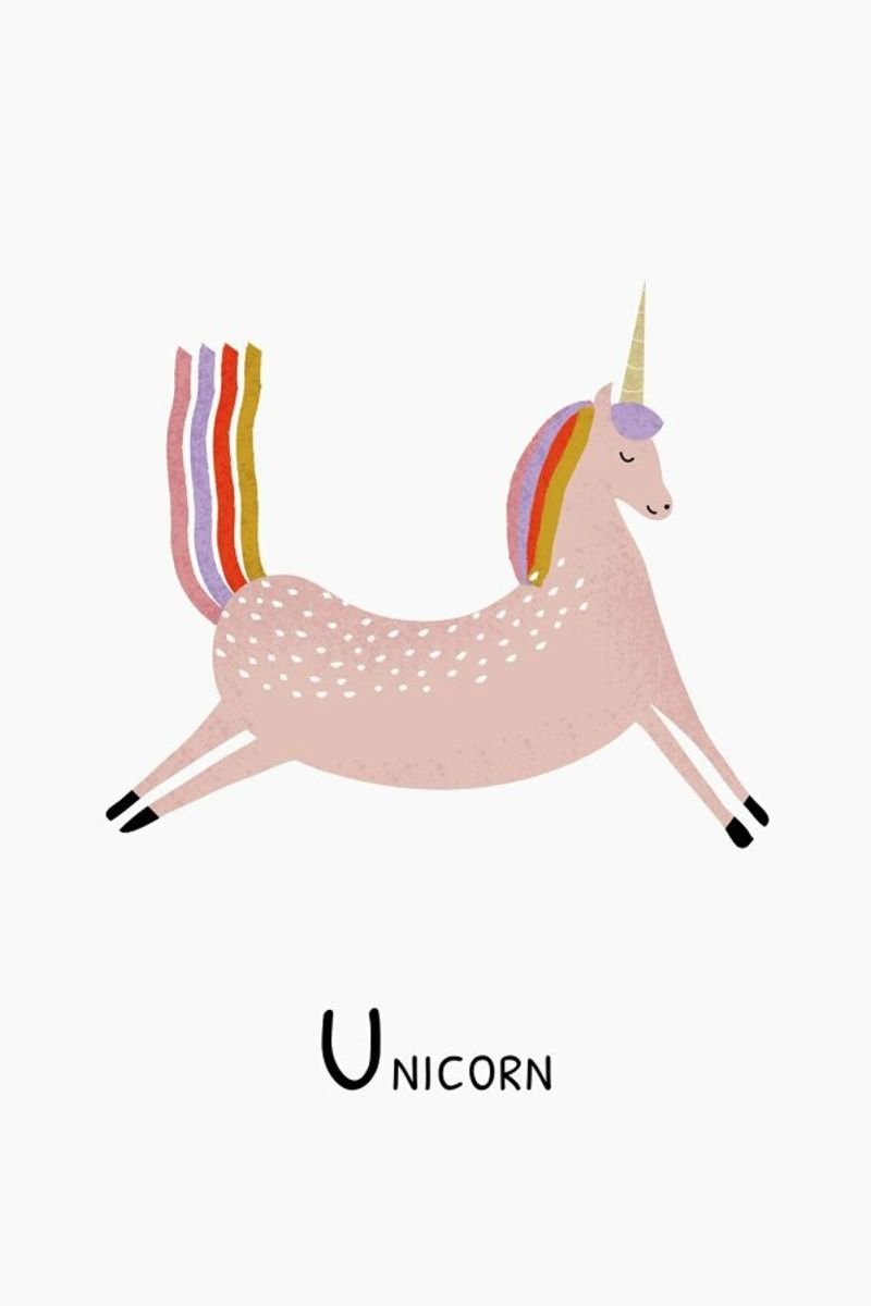 U for Unicorn poster by Little Flourishes