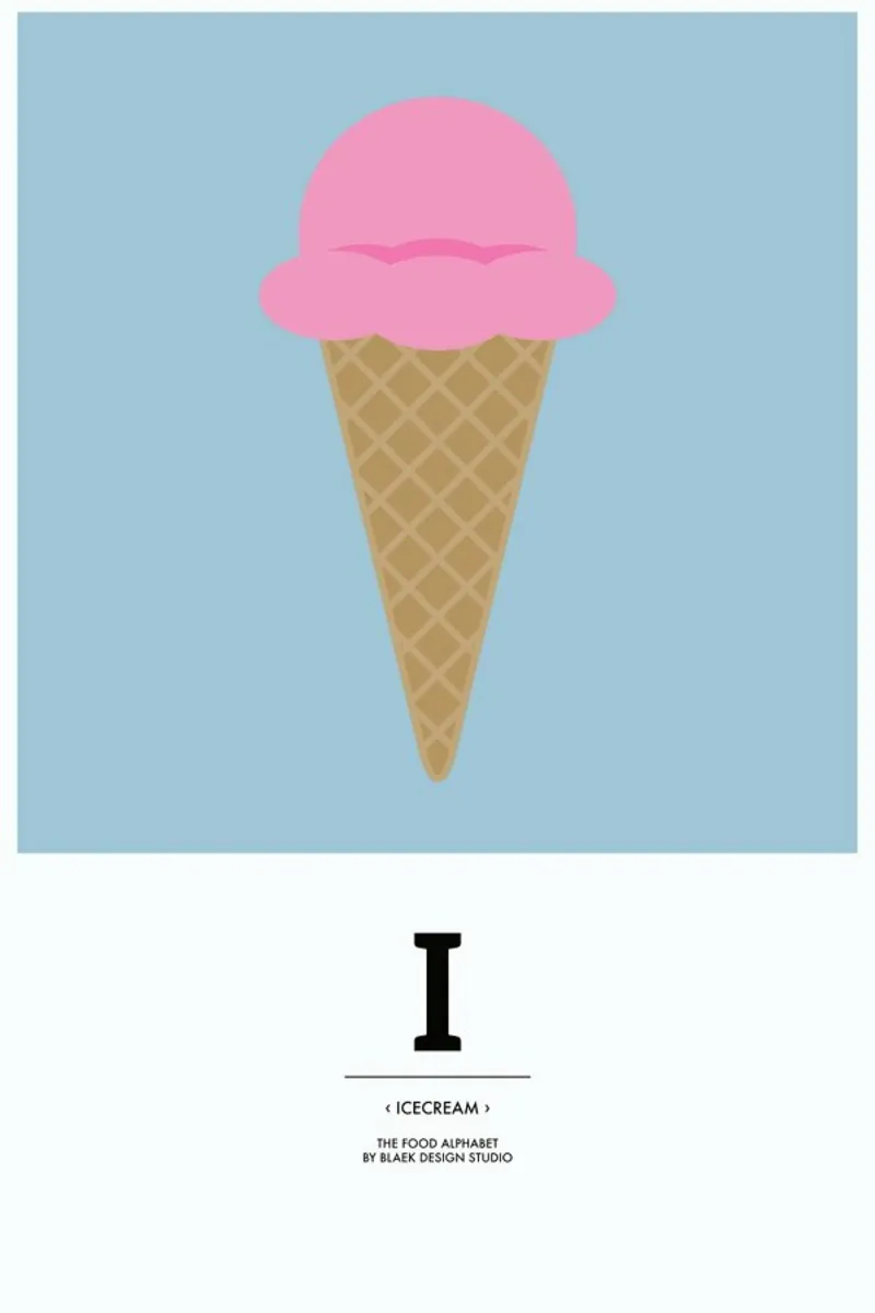 „The Food Alphabet“ - I like Ice Cream pellicola backlit da BLAEK Design Studio