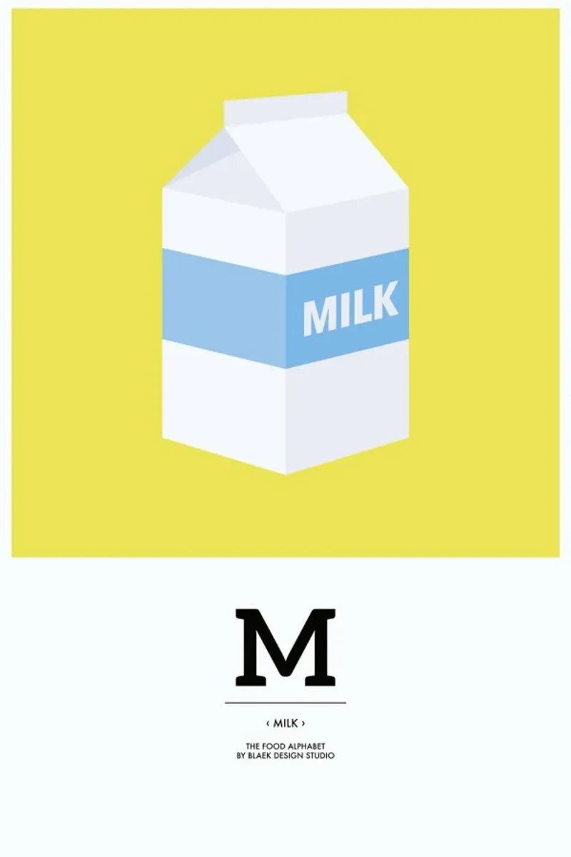 „The Food Alphabet“ - M like Milk pellicola backlit da BLAEK Design Studio