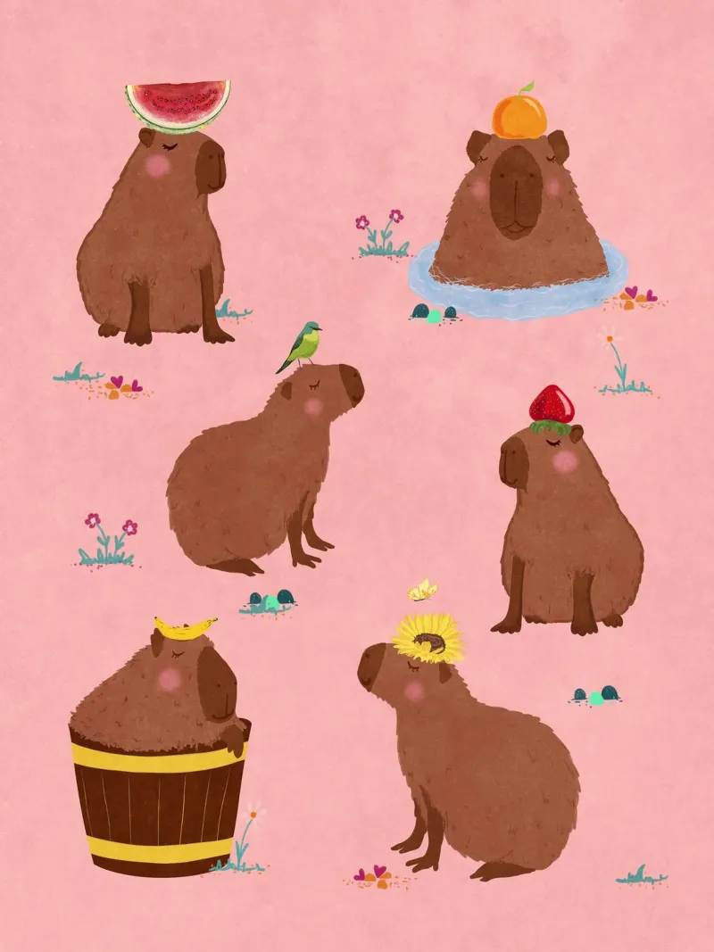 Capybara Collage hahnemühle by Illustration Raissa Oltmanns