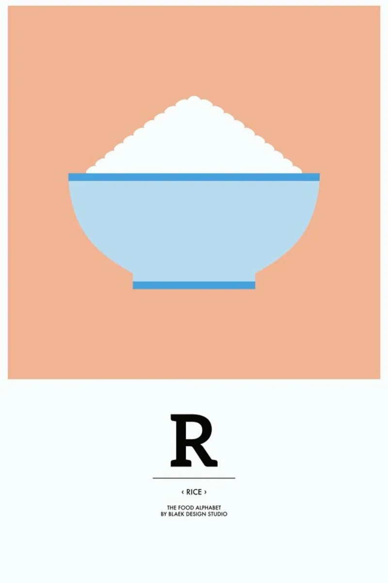 „The Food Alphabet“ - R like Rice pellicola backlit da BLAEK Design Studio