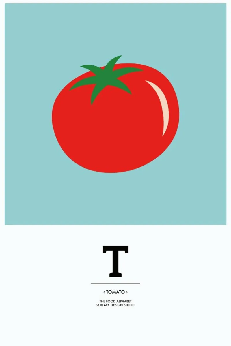 „The Food Alphabet“ - T like Tomato pellicola backlit da BLAEK Design Studio