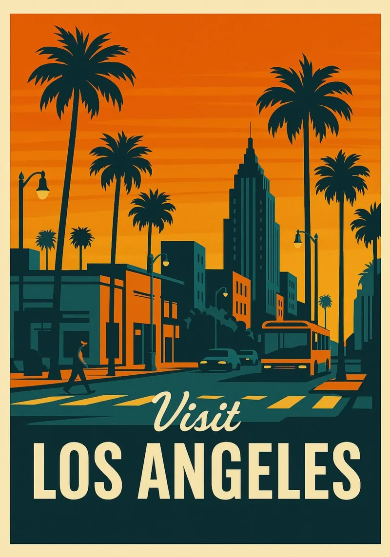 Viaggio a Los Angeles poster con telaio in legno da Mercury Club