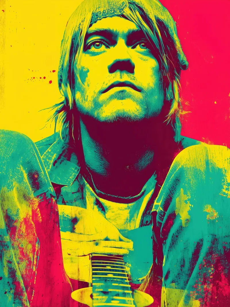 Kurt Corbain Portrait | Pop Art Music Nirvana canvas with Floater frame by Autofocus