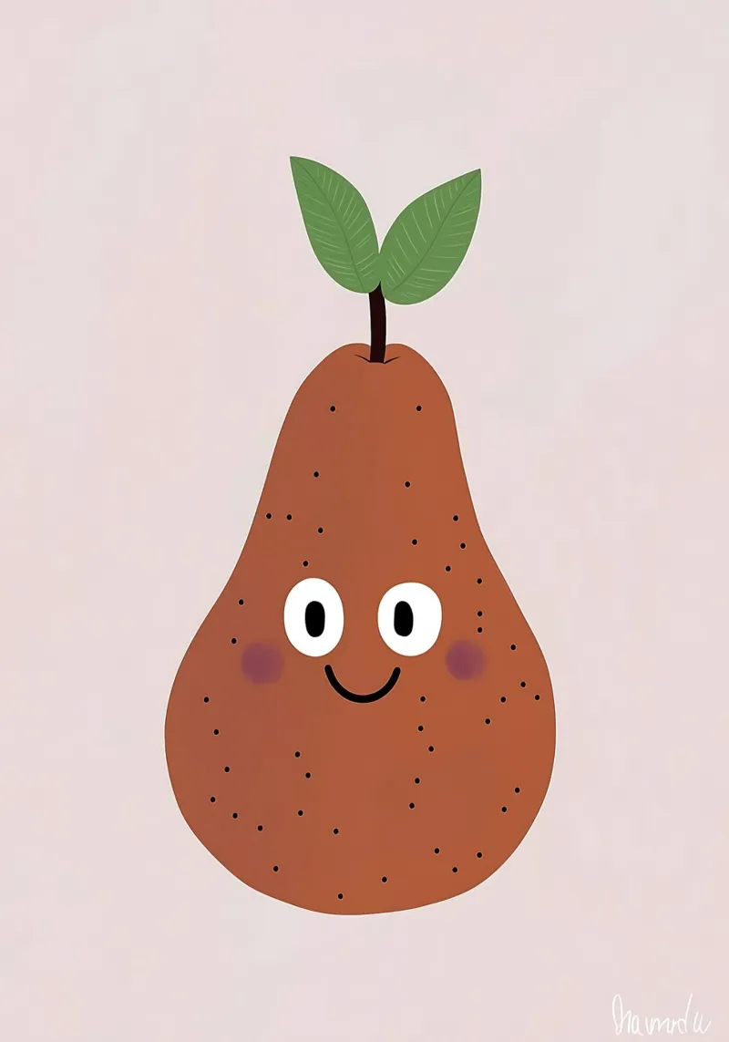 Stampa per cameretta di una piccola pera carina, arte da parete per bambini poster con telaio in legno da Little Lola