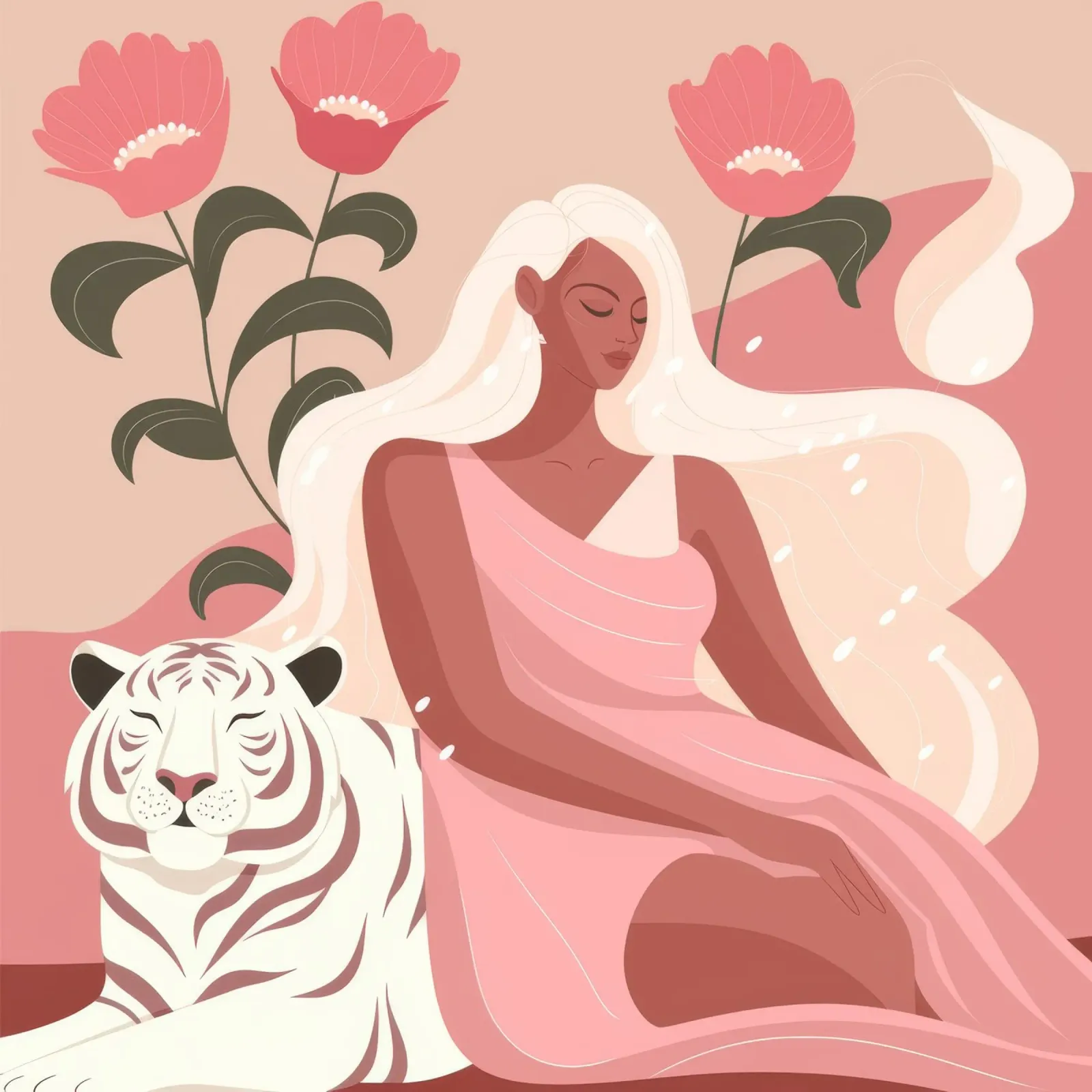 Guardiano della Tigre Mistica poster con telaio in legno da Veiled Canvas