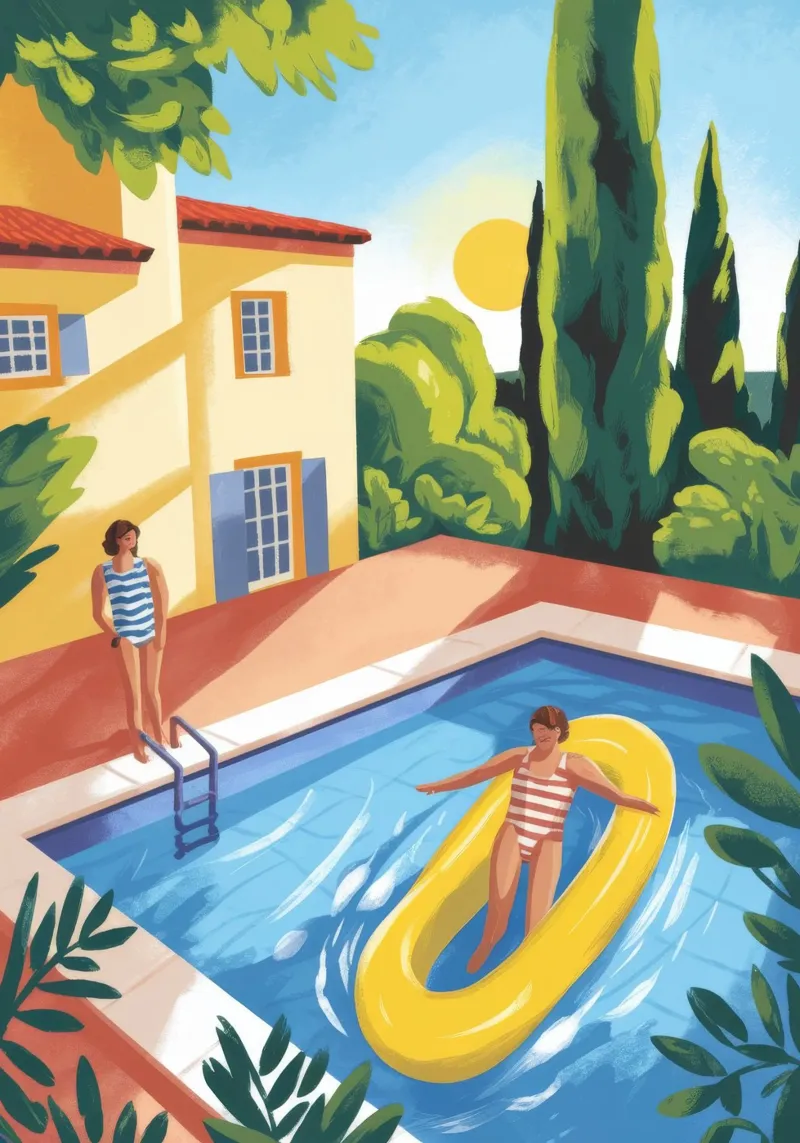 Tempo libero a bordo piscina alluminio dibond da Veiled Canvas