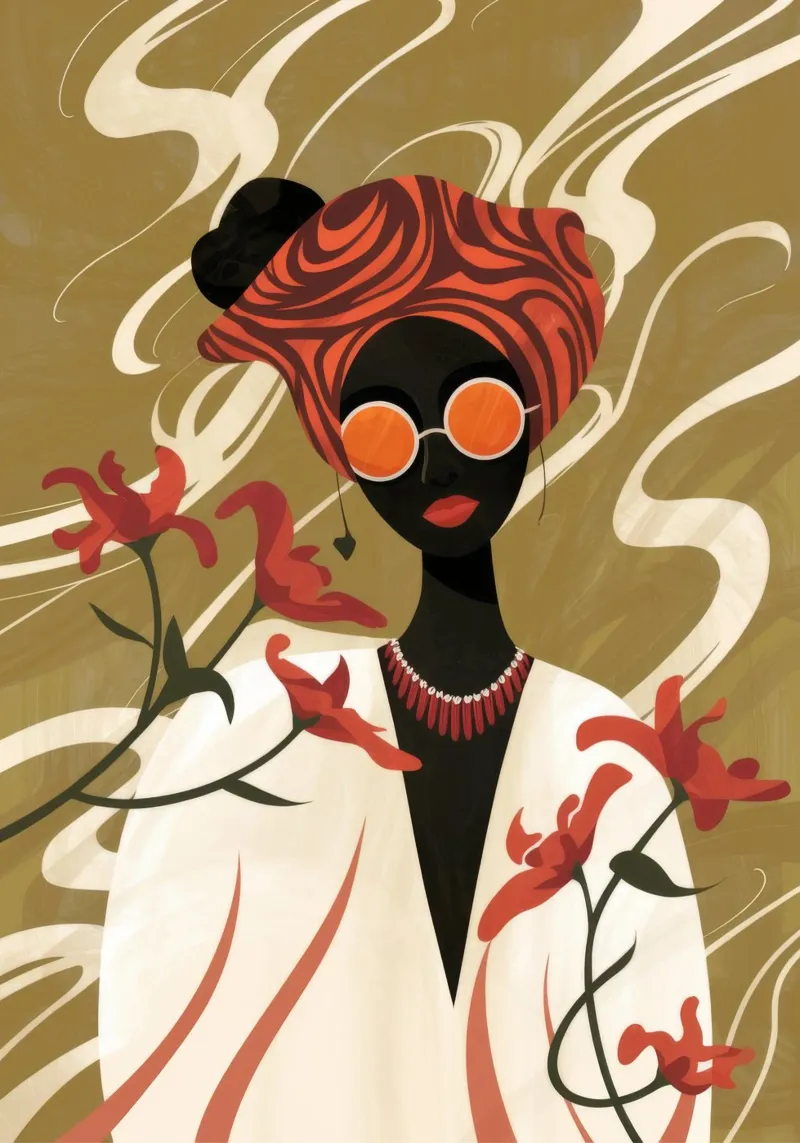 Elegante ritratto floreale poster con telaio in plastica da Veiled Canvas