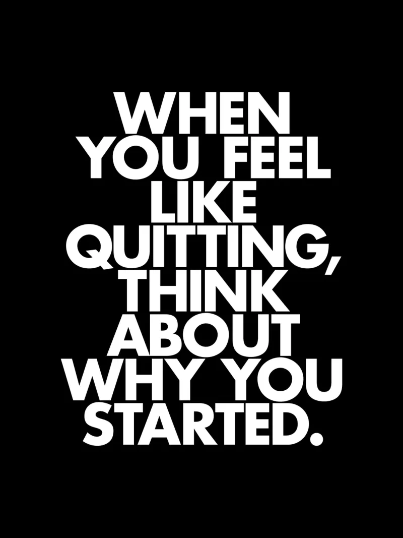 Quando avete voglia di smettere, pensate al motivo per cui avete iniziato. tela da THE MOTIVATED TYPE