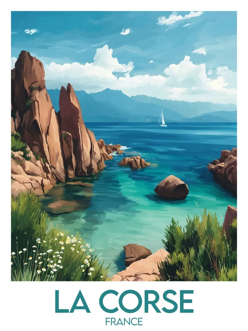 Affiche La Corse poster con telaio in legno da Frame the World