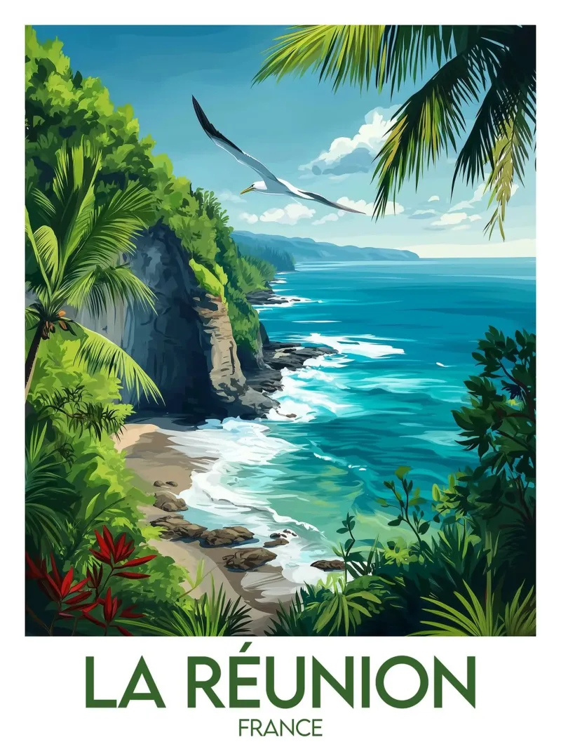 Poster La Réunion poster con telaio in legno da Frame the World