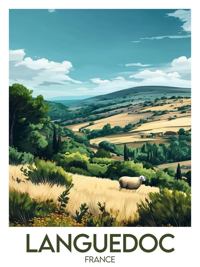 Poster Languedoc canvas met Baklijst van Frame the World
