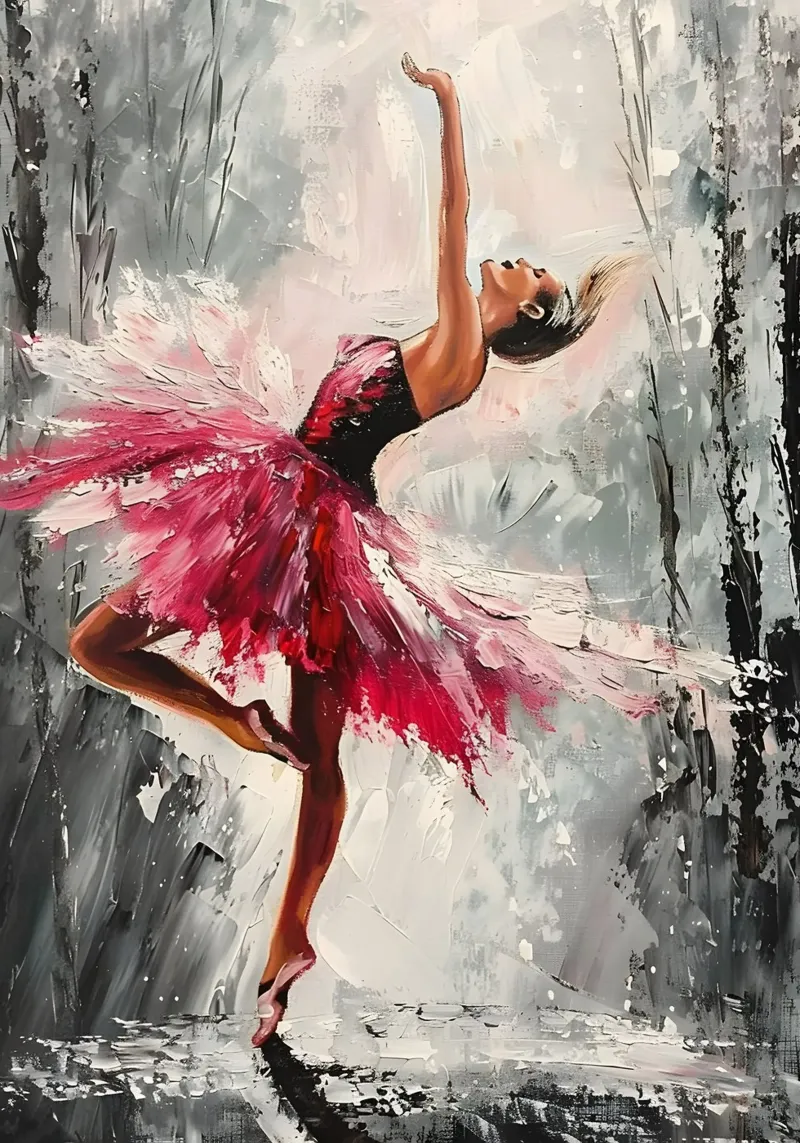 Peinture à l'huile d'une jeune fille dansante poster de Artful Muse