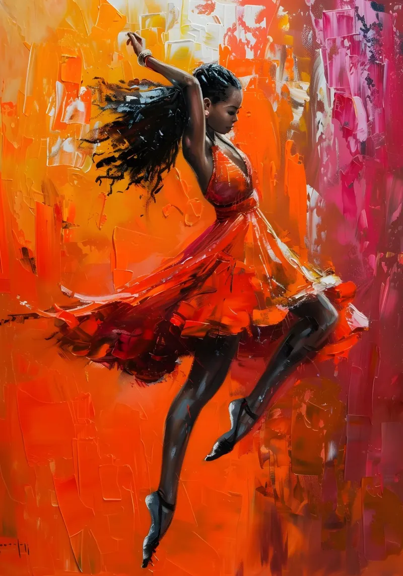 Ragazza che balla Pittura a olio poster da Artful Muse