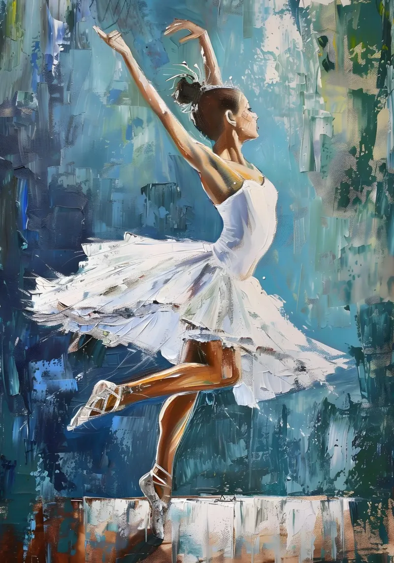 Peinture à l'huile d'une jeune fille dansante poster de Artful Muse
