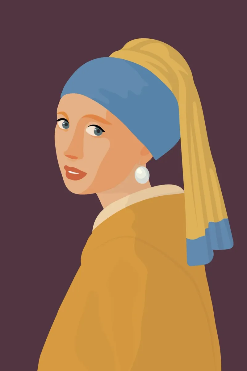 Minimal Girl with Pearl Earring poster con telaio in plastica da pierosvisuals