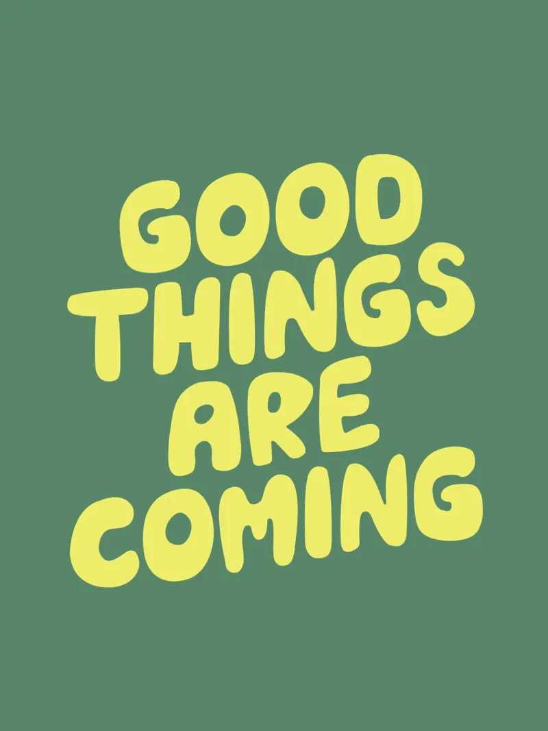 Good Things Are Coming Typography Print in Green and Yellow canvas by THE MOTIVATED TYPE