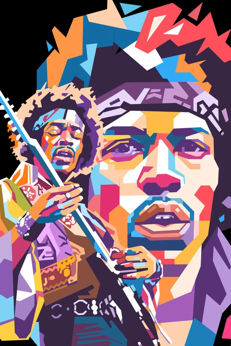 Stile artistico di Jimi Hendrix WPAP pellicola backlit da Hantamrata