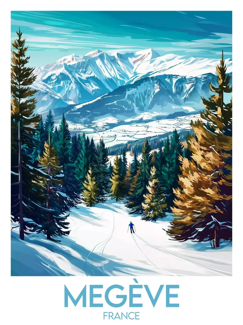 Affiche Megève tela con Cornice a cassetta da Frame the World