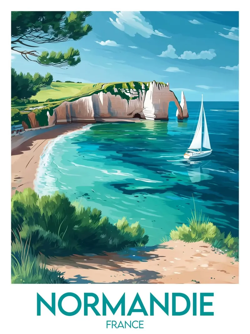 Affiche Normandie poster con telaio in legno da Frame the World
