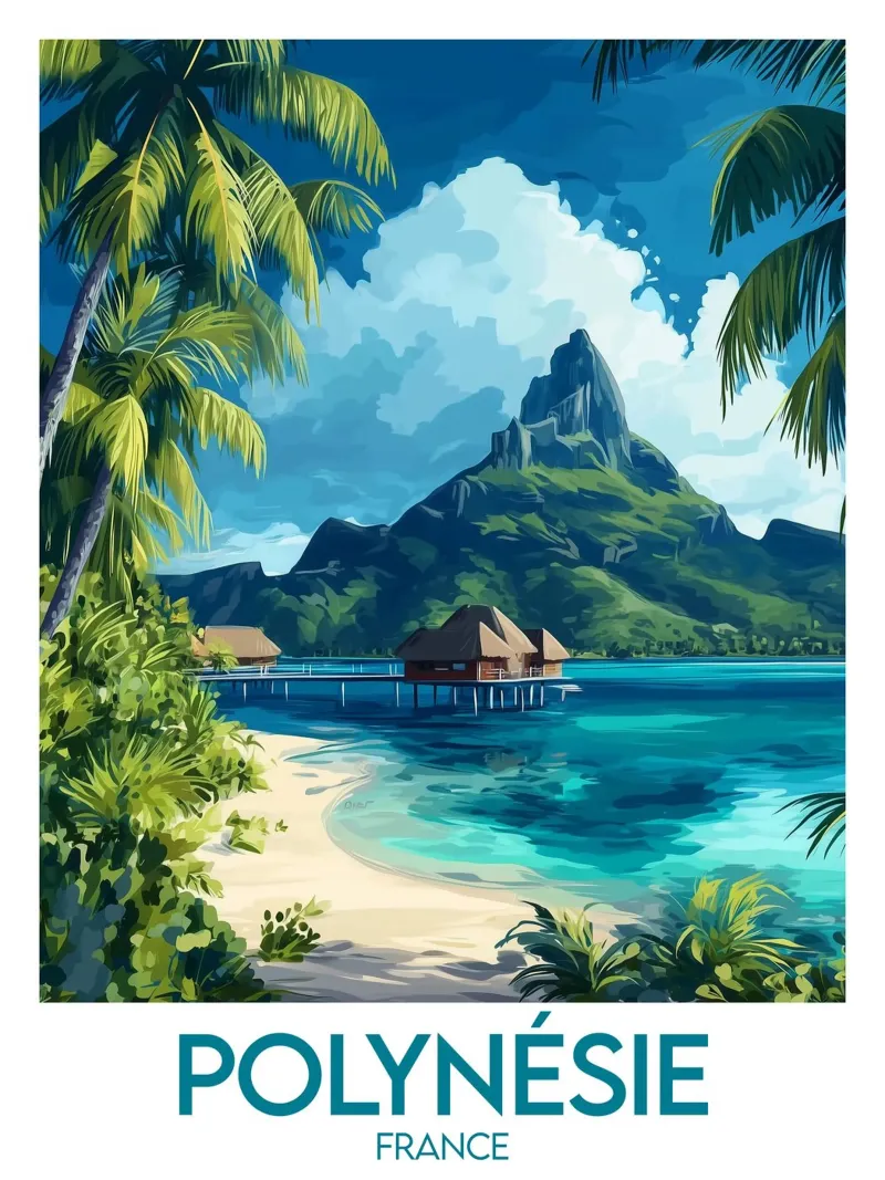 Poster della Polinesia poster con telaio in legno da Frame the World