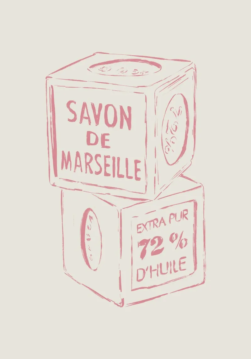 Sapone di Marsiglia rosa poster con telaio in alluminio da Sixmai