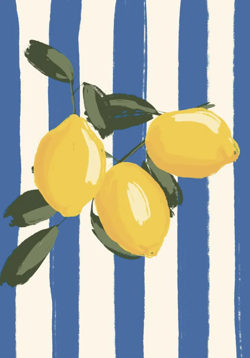 Limoni su strisce blu. tela da Sixmai