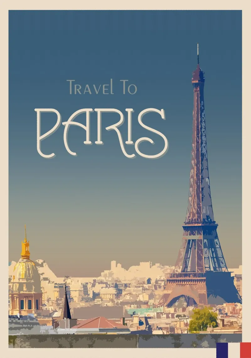 Viaggio a Parigi poster con telaio in plastica da Mercury Club