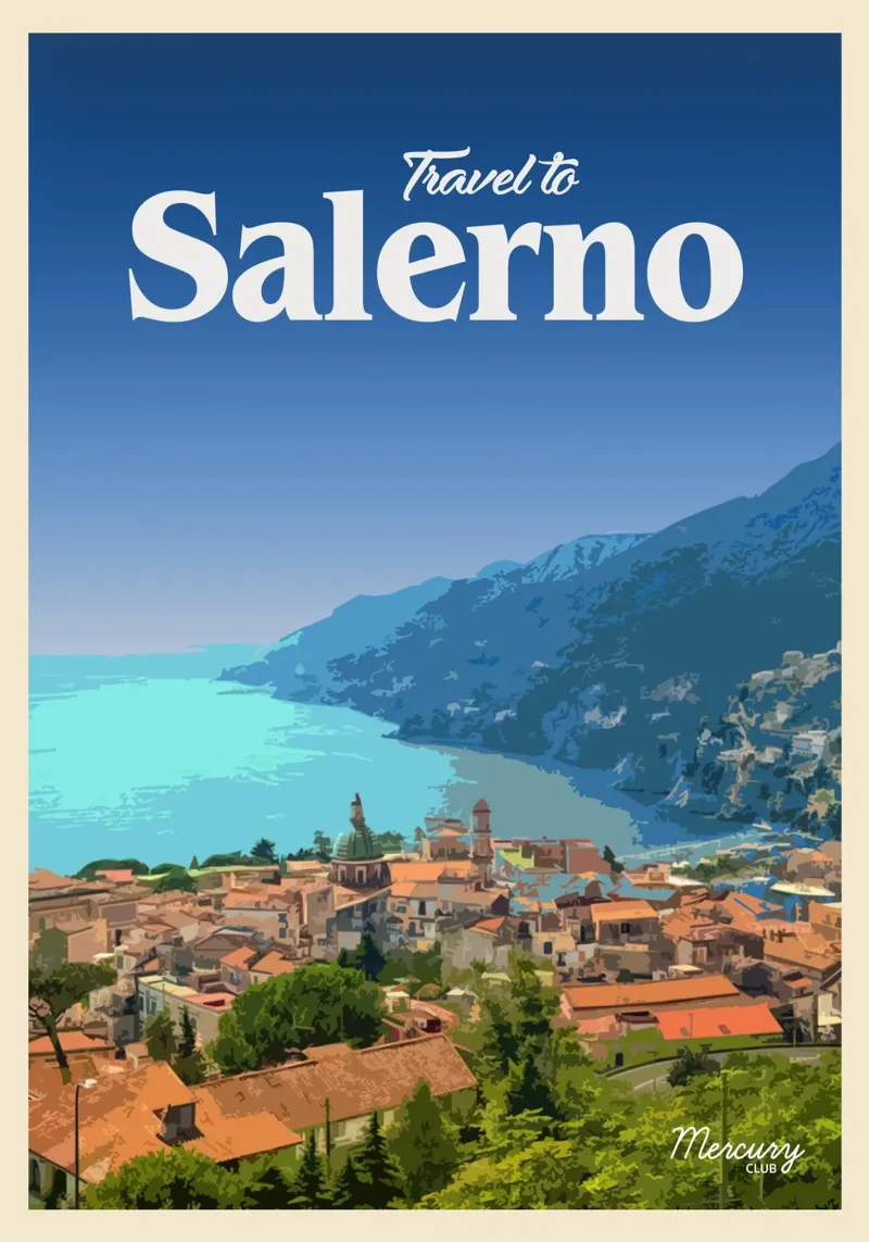 Viaggio a Salerno poster con telaio in legno da Mercury Club