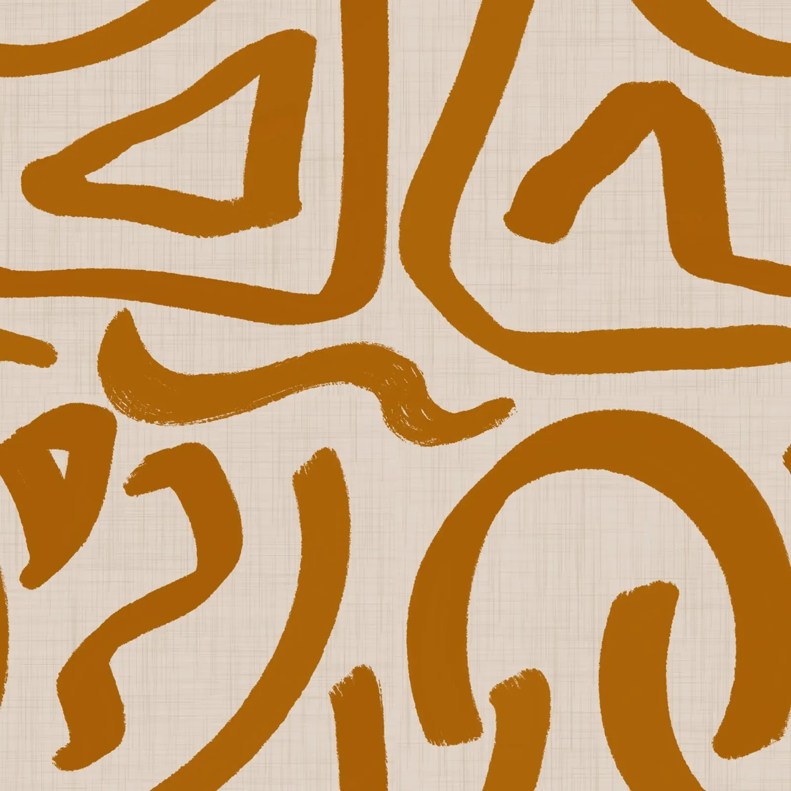 Terracotta Scribbles – Retro Abstract canvas by susanacosta