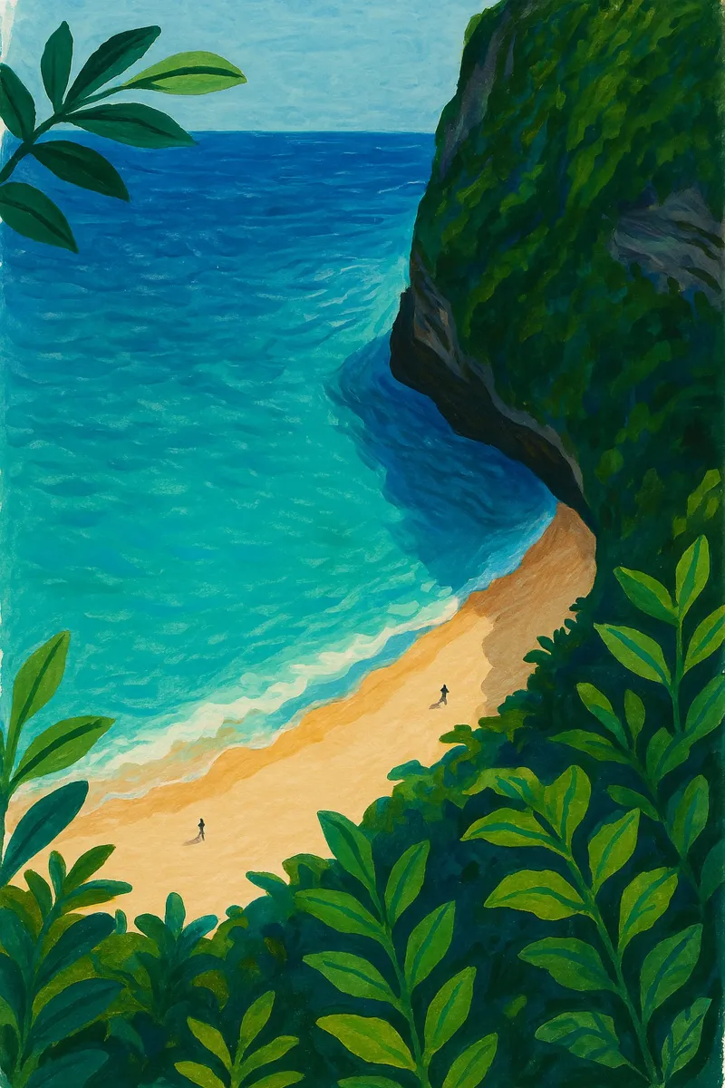 Spiaggia tropicale sulla scogliera carta hahnemühle da Aquarevo