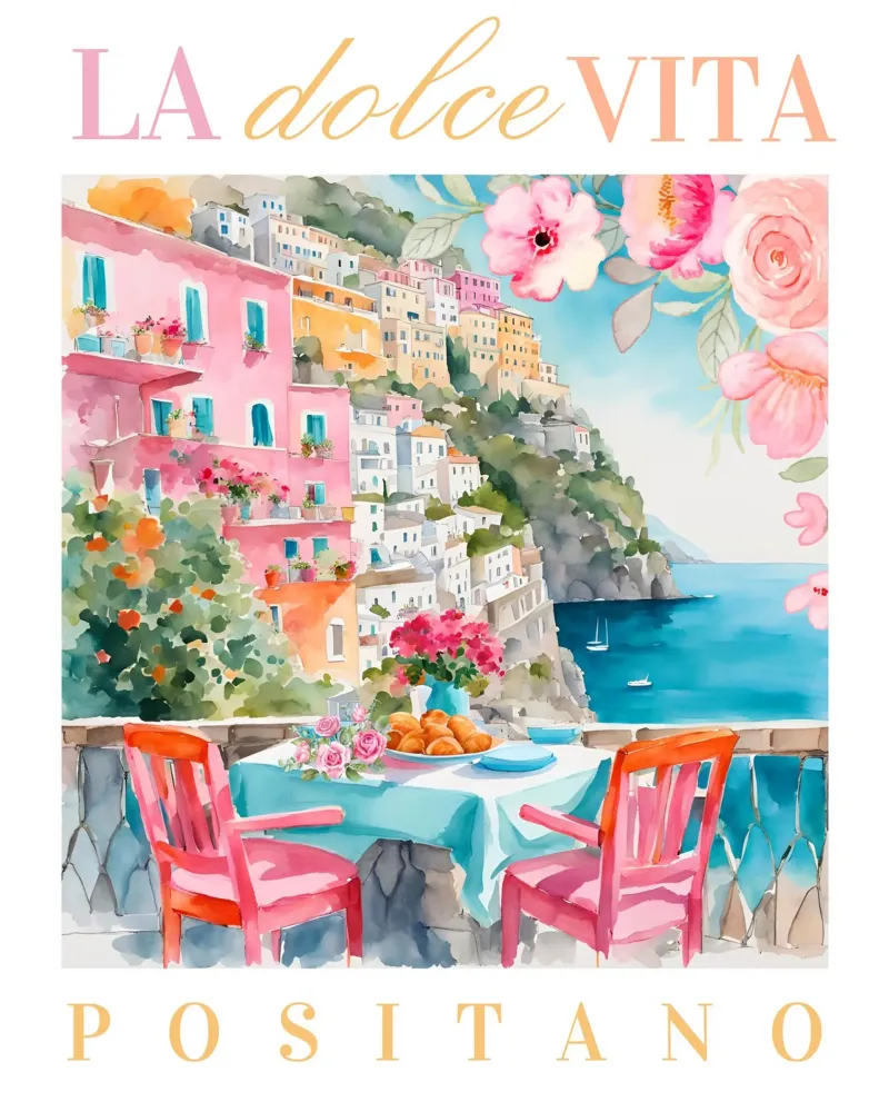 Italian retro art, La Dolce Vita, Colorful Wall Art carta hahnemühle da Bella Studio