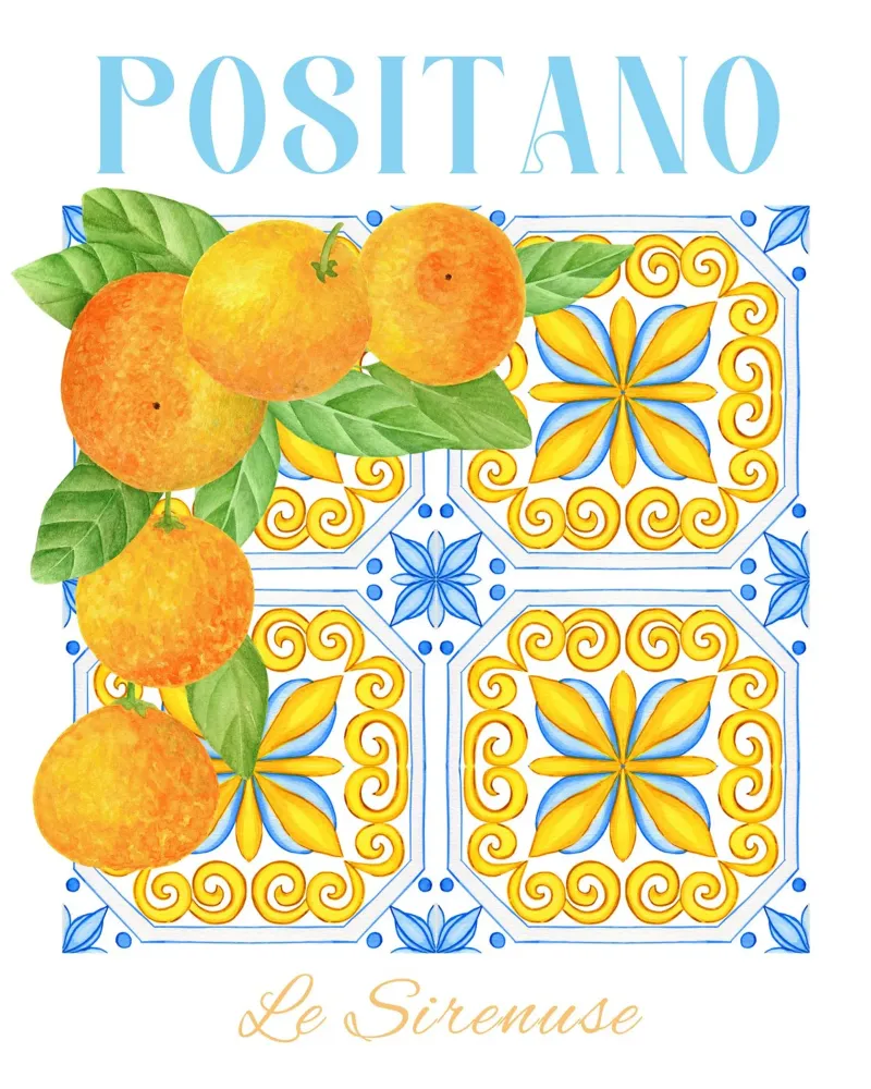 Positano Orange Poster, Italian Wall Art hahnemühle by Bella Studio